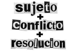 Diagrama de premisa en el guion audiovisual: sujeto, conflicto y resolución como base de la estructura dramática.